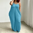 thumbnail image 1 of Karymi Sundress Solid Color Maxi Dress, Casual V-Neck Spaghetti Strap Loose Long Dress with Side Pockets, Flowy Sleeveless Summer Cami Dress Dresses for Women, 1 of 5