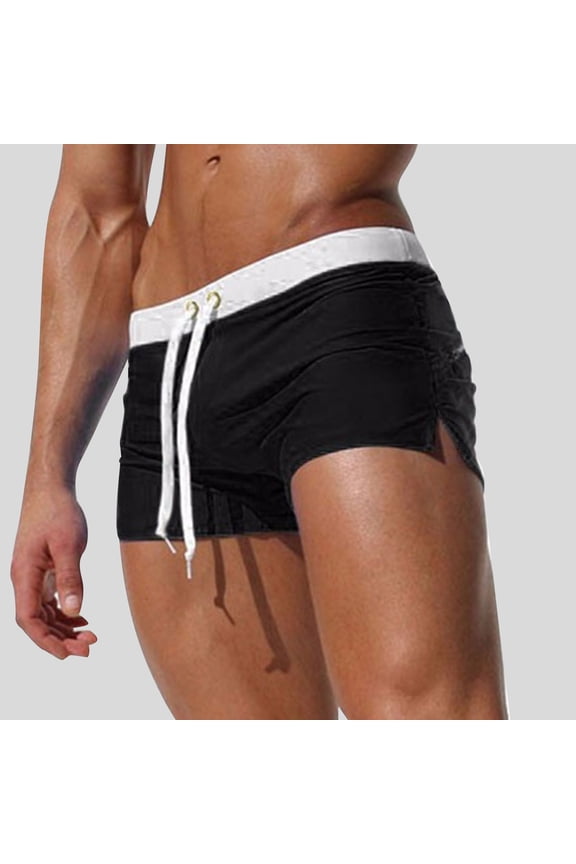 Swim Trunks Retro Colorblock Low Rise Swim Trunks Side Split Sports Quick Dry Slim Fit Casual Breathable, Lightweight, Elastic Beach Shorts Mens Shorts Casual