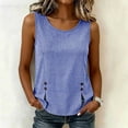 thumbnail image 1 of Karymi T Shirts for Women Round Neck Gingham Plaid Sleeveless Tank Top, Side Button Split Hem Loose Fit Casual Vest, Lightweight Summer Daily Blouse Blouses for Women Dressy Casual, 1 of 9