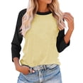 thumbnail image 1 of Karymi Tops for Women Trendy Color Block Raglan Crew Neck Long Sleeve T-Shirt, Casual Contrast Spliced Baseball Tee, Pullover Tops for Spring Summer Blouses for Women, 1 of 3