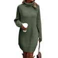 thumbnail image 1 of Karymi Wedding Guest Dresses for Women Turtleneck Sweater Dress, Long Sleeve Oversized Loose Fit Side Split Hem Warm Casual Shift Dresses, 1 of 6