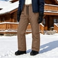 thumbnail image 1 of Karymi Winter Quilted Warm Pants for Women, Elastic Drawstring Waist Windproof Trousers with Pockets, Loose Straight Leg Snow Pants for Cold Outdoor, 1 of 1