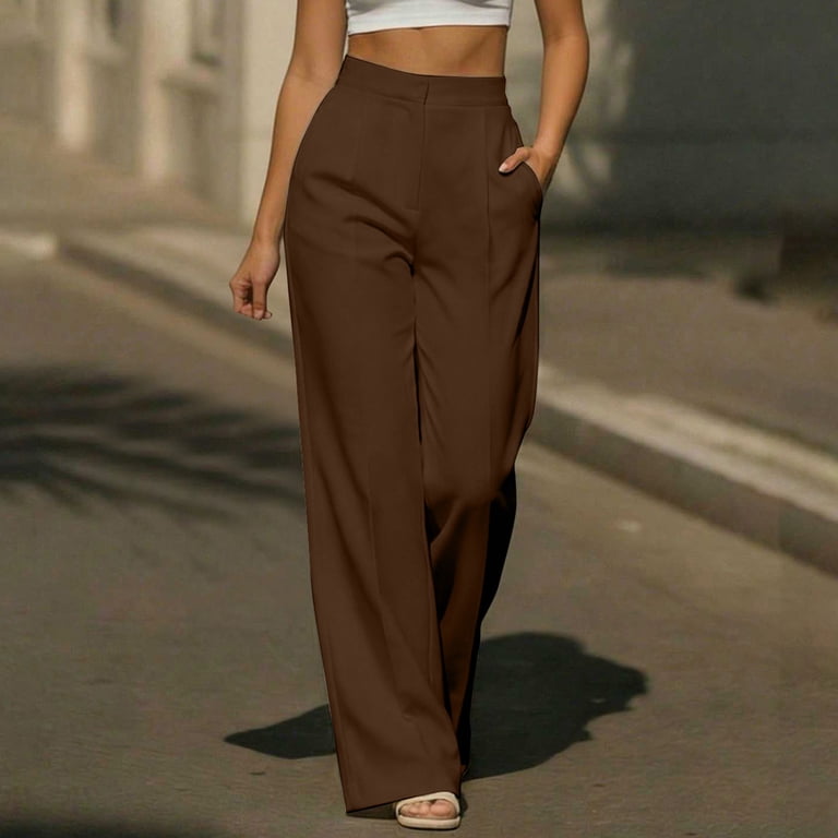 long dress trousers NOAHELLA Womens Wide Leg Pants High Waisted Business Casual Summer Pants Palazzo Work with Pockets Off White S at Amazon Women's Clothing store Tall Inseam Self Sizer Pants for Men