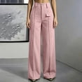 thumbnail image 1 of Karymi Women Clothing Pleated Wide Leg Suit Pants, Double Button High Waist Full Length Draped Trousers, Decorative Flap Pocket Pants for Women, 1 of 9