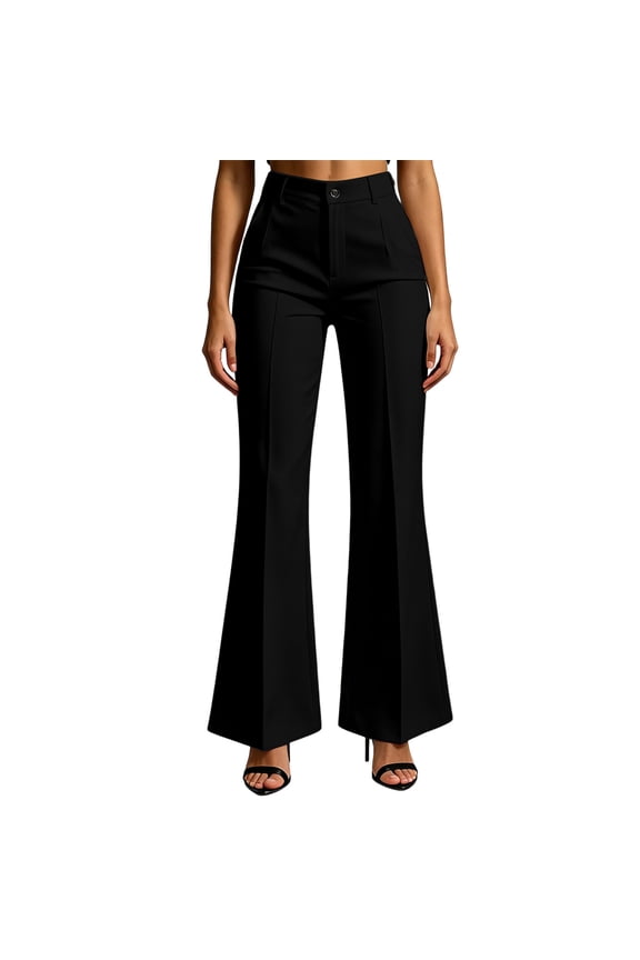 Women's Clothing High Waist Bootcut Dress Pants, Solid Flare Suit Trousers with Elastic Waist, Slim Fit Casual Work Pants with Pockets Sweatpants Women