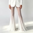 thumbnail image 1 of Karymi Women's Pants Sheer Mesh Flare Palazzo Pants, High Waist Double Layer See Through Wide Bell Long Trousers, Vertical Seam Party Club Capri Pants for Women, 1 of 5