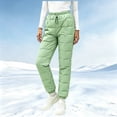 thumbnail image 1 of Karymi Women's Pants Solid Quilted Padded Snow Pants, Elastic Drawstring Waistband Jogger Cuff, Warm Cotton Trousers with Side Pockets, Windproof Ski Pants, 1 of 6