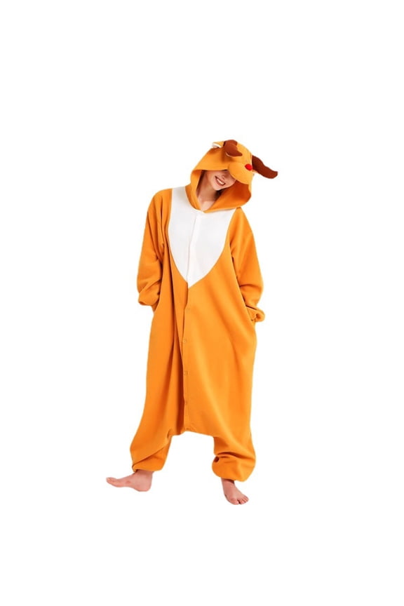 Women's Sleepwear Onesie Pajamas, Zip Up Fleece Hooded Loungewear, Floppy Ear Animal One Piece for Home & Theme Party