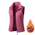 thumbnail image 1 of Karymi Womens Tops Dressy Casual Fleece Lined Stand Collar Zip Up Vest, Sleeveless Warm Gilet with Zipper Pockets, Slim Fit Thermal Waistcoat, 1 of 6