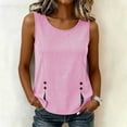 thumbnail image 1 of Karymi Womens Tops Round Neck Gingham Plaid Sleeveless Tank Top, Side Button Split Hem Loose Fit Casual Vest, Lightweight Summer Daily Blouse Workout Tops for Women, 1 of 9