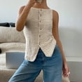 thumbnail image 1 of Karymi Womens Tops Square Neck Textured Horizontal Stripe Button Front Sleeveless Tank Top, Open Camisole, Summer Retro‑Chic Slim Fit Daily Wear Vest Womens Summer Tops, 1 of 6