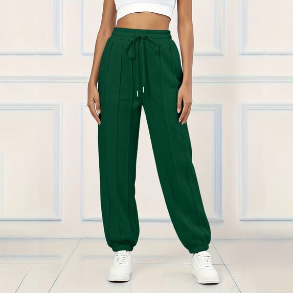 Karymi Workout Shorts Women Vertical Seam Jogger Sweatpants, Adjustable Drawstring Elastic Waist, Side Pockets, Elastic Ankle Cuffs Loose Fit Solid Trousers