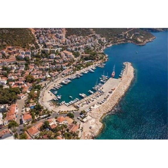 Kas Harbor Aerial Antalya Turkey Poster Print by Ali Kabas - 25 x 17 in.