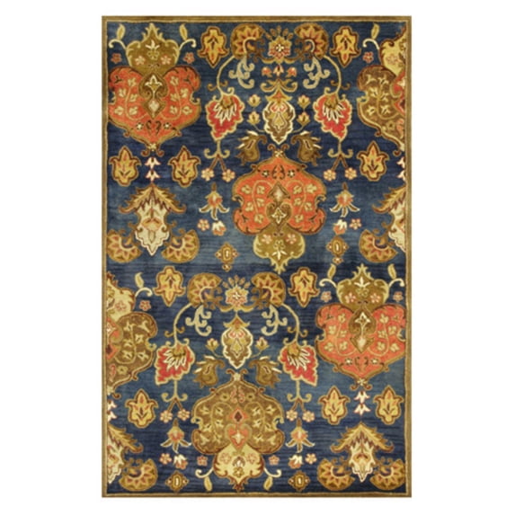 Kas Navy Tapestry Hand-Tufted 100% New Zealand Wool 2'3" x 7'6" Runner - Area Rug