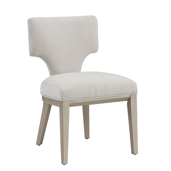 Kasa Light Gray Linen Upholstered Side Chairs, Set of 2, Padded Dining Chairs with Solid Wood Legs for Kitchen, Dining Room