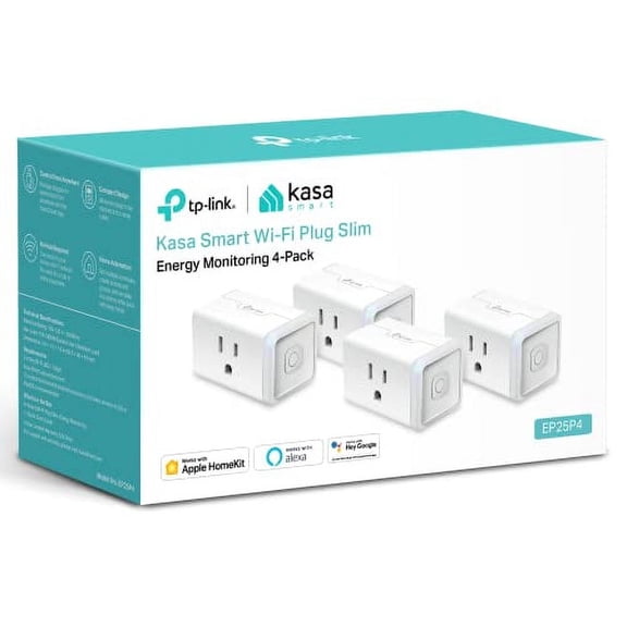 TP LINK Kasa Smartwi-Fi Plug Slimenergy Monitoring Homekit 4-Pack, EP25P4 (00HR72)