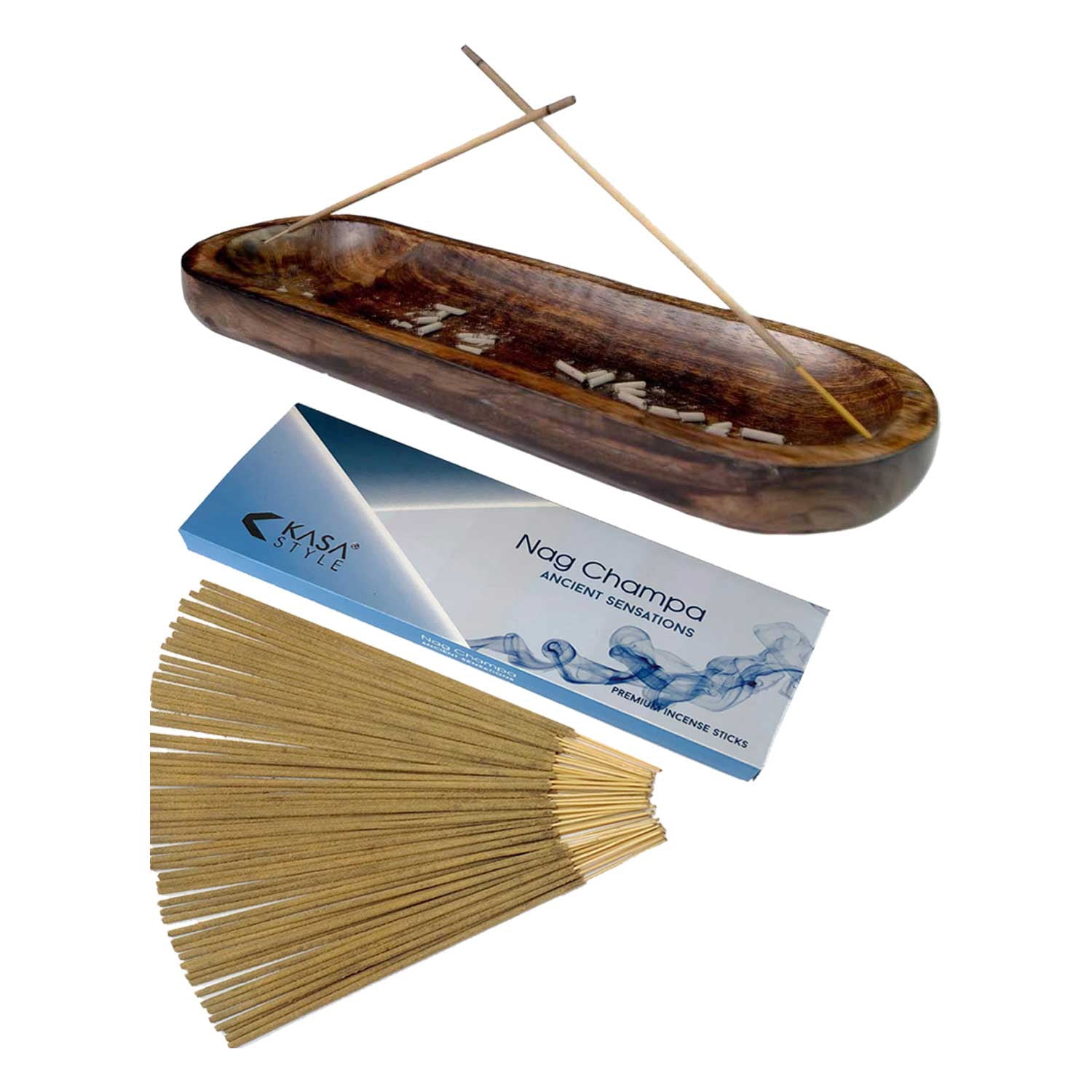 Kasa Style Double Incense Burner Ancient Sensations Premium Incense Sticks with Nag Champa