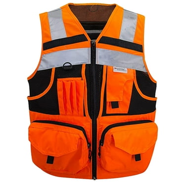Kasa Style 3M High-Visibility Reflective Safety Vest with , Multi-Pocket, Unisex Design - Durable Workwear for Men and Women, Ideal for Construction Workers & Outdoor Safety (Orange, 7X-Large)