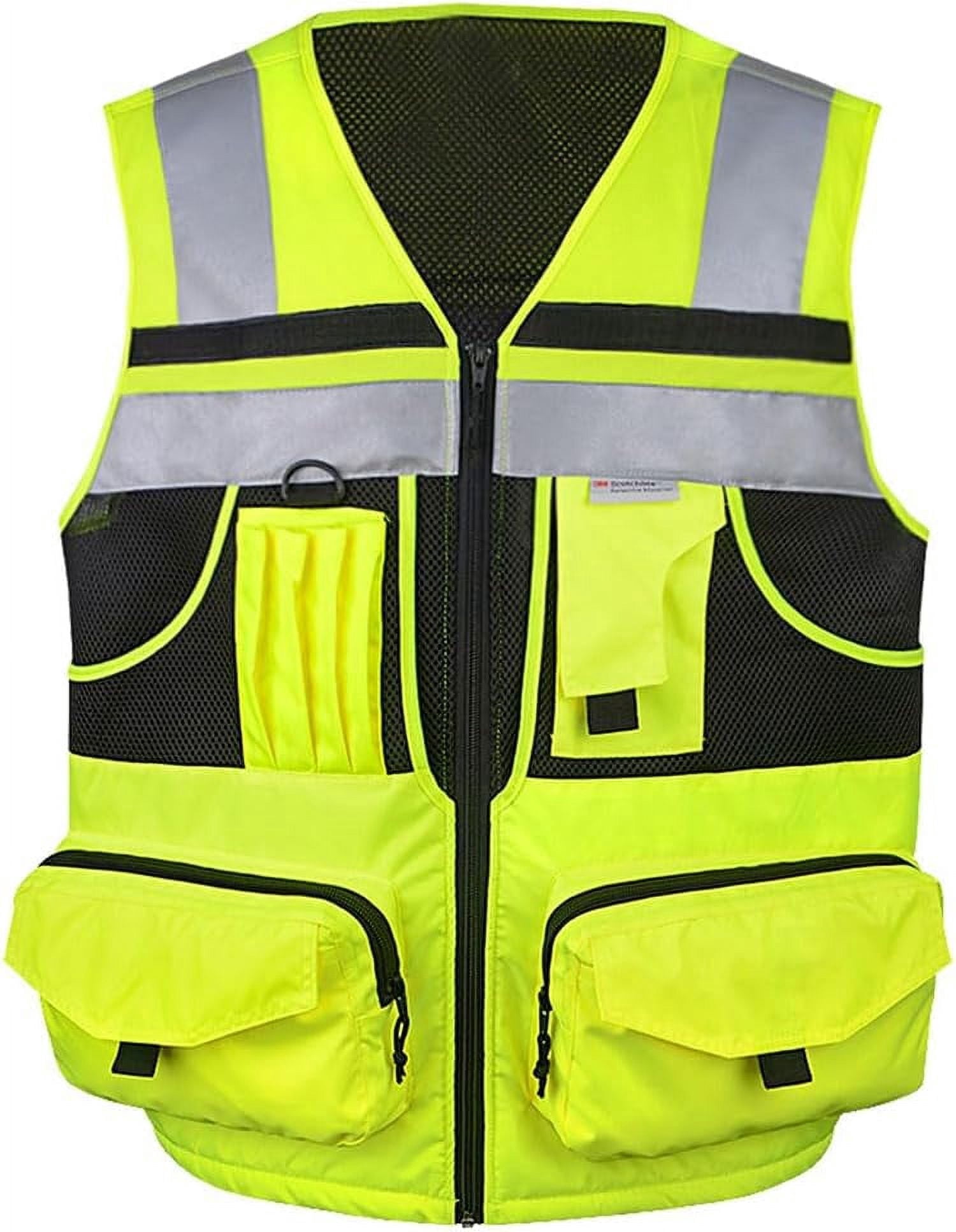 Kasa Style High-Visibility Reflective Safety Vest with 3M, Multi-Pocket, Unisex Design - Durable Workwear for Men and Women, Ideal for Construction Workers & Outdoor Safety (Yellow, 2X-Large)