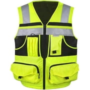 Kasa Style High-Visibility Reflective Safety Vest with 3M, Multi-Pocket, Unisex Design - Durable Workwear for Men and Women, Ideal for Construction Workers & Outdoor Safety (Yellow, X-Large)