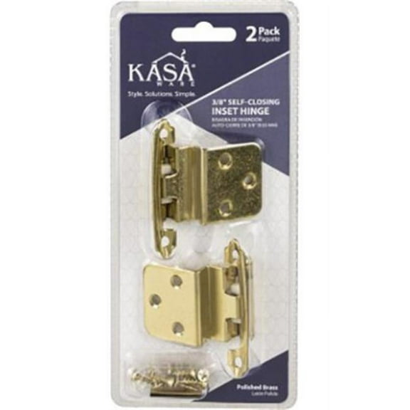Hardware Resources Self-Closing Cabinet Hinge - Brass Finish - 2 Pack, Polished Brass