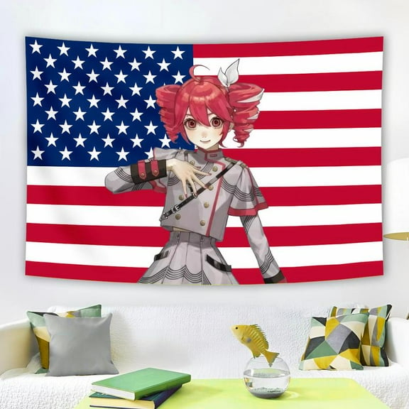 Kasane Teto Pink American Flag Wall Hanging Wallpaper Tapestry Headboard Aesthetic Room Decor Birthday Gift Room Decor Tapestry