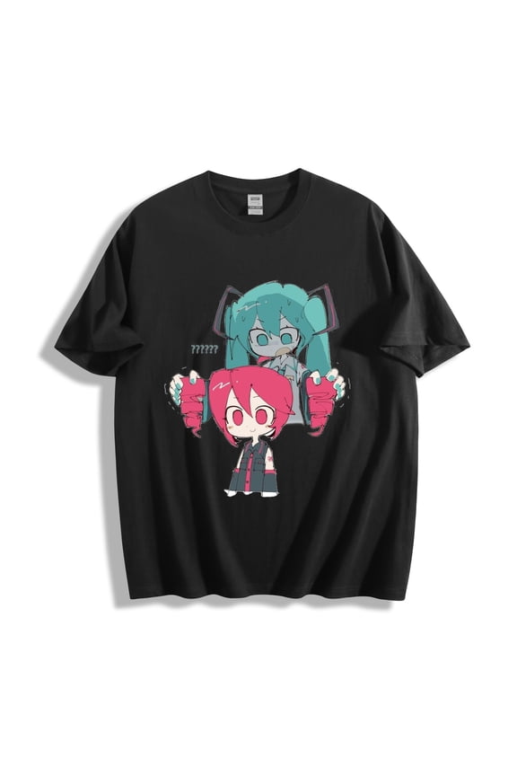Kasane Teto Pulling Miku Twintails T-Shirt - Prank Confusion Design Unisex Tee