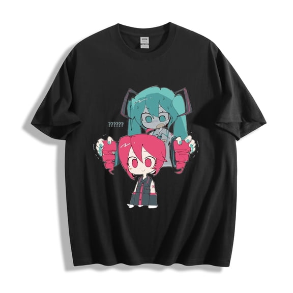 Kasane Teto Pulling Miku Twintails T-Shirt - Prank Confusion Design Unisex Tee