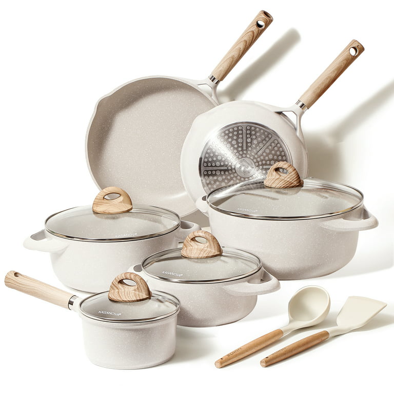UAKEEN 11 Pieces Cookware Set, Nonstick Pans and Pots Sets, Stone