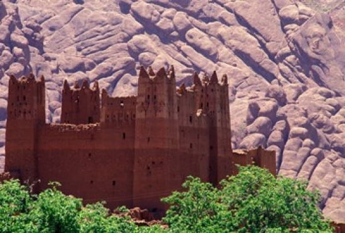 Kasbah and Unique Rock Formation Morocco Canvas Art - John & Lisa Merrill DanitaDelimont (35 x 24)