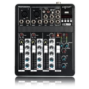Kaschun 4-Channel Portable Audio Mixer with Bluetooth, USB MP3, 16 DSP Echo Effects, 48V Phantom Power, Compact Sound Board for Karaoke Podcast Live Streaming Home Recording