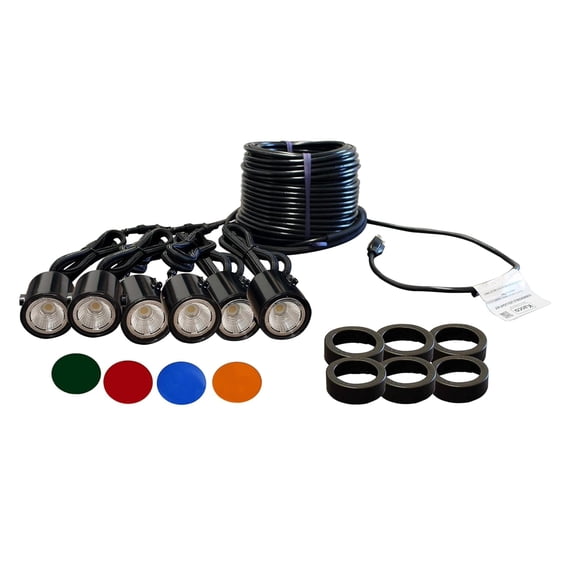 Kasco LED Composite 6 Light Decorative Fixture Kit for 2HP - 5HP Fountains | 120V, 11W per Fixture | 5 Color Option Available | 250ft Power Cord Included | (Fountain Sold Separately)