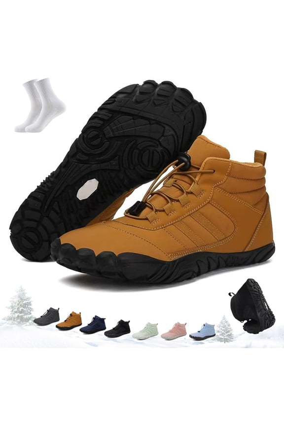 Kasdava Master - Non-Slip & Waterproof Winter Barefoot Shoe, Wide Toe Box Hiking Walking Boots Unisex, Zero Drop Sole Warm-Lined Outdoor Footwear(Brown,5 Women/3 Men)