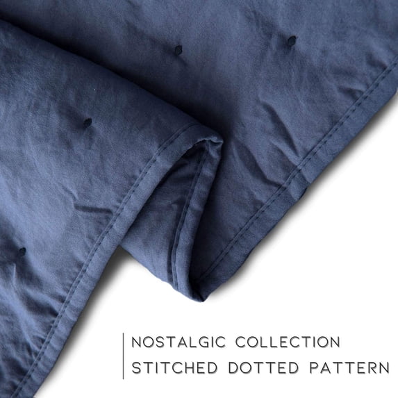 Kasentex 3-Piece Quilt Set Ultra Soft Microfiber Stone-Washed Lightweight All Season Blue Twin