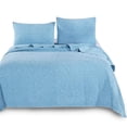 thumbnail image 1 of Kasentex  3-Piece Stone Washed Quilt Set Soft Cotton Reversible Bedspread Coverlet Set Light Blue Queen, 1 of 5