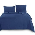 thumbnail image 1 of Kasentex  3-Piece Stone Washed Quilt Set Soft Cotton Reversible Bedspread Coverlet Set Navy King, 1 of 5