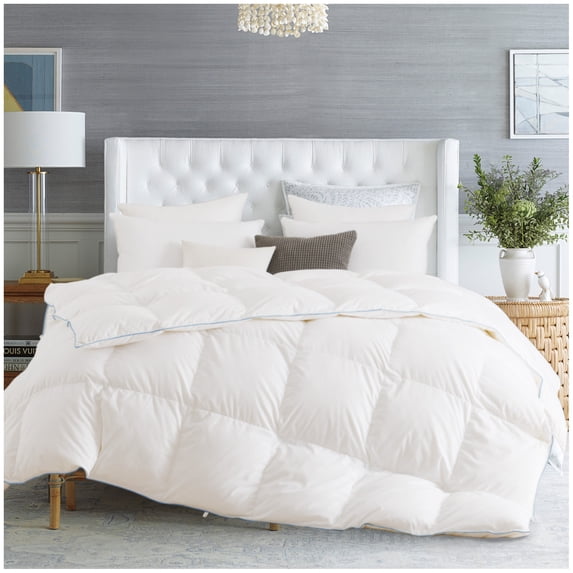 Kasentex Contemporary Brushed Cotton and Microfiber Comforter - White Goose Down and Feather Fill, 700 Fill Power, Duvet Insert Warmer King