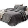thumbnail image 1 of Kasentex Contempory Design Velvet/Sherpa Bedspread, King, Gray, 1 of 7