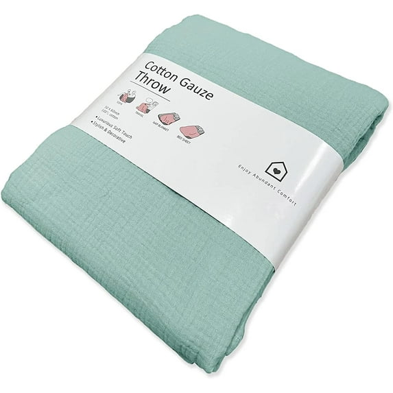 KASENTEX 100% Cotton Lightweight Spring Summer Fall Throw Blanket, 50x60", Blue