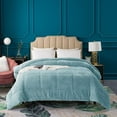 thumbnail image 1 of Kasentex Hydrophilic Fiber Reversible Plush Sherpa Twin Comforter, Blue, 1 of 6