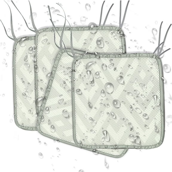 Kasentex Indoor/Outdoor Mesh Chair Cushion with Ties - Set of 4 - 16x16 Green