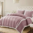 thumbnail image 1 of Kasentex Luxury Down Microfiber Comforter Set Stripe Design, Reversible, King Size, Pink, 1 of 5