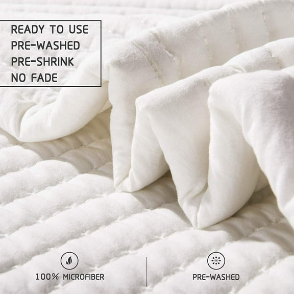 Kasentex  Quilt Set Soft Bedspread - Light Weight, Stone Washed, Down Alternative Fill, Machine Washable Ivory Oversized King