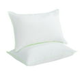 thumbnail image 1 of Kasentex Natural Goose Down Feather Pillow, 100% Cotton Plush Medium Soft - Three Layer Bed Pillow with Green Silky Piping, Set of 2, King Size, 1 of 3