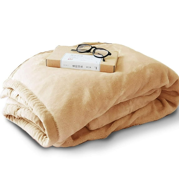 Kasentex Plush Fleece Thermal Blanket for Bed, Sofa or Couch fuzzy Warm throw with Ultimate Moisture Absorbent and Anti-static quality for Winter, 60x80" Throw, Warm Beige