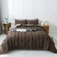 thumbnail image 1 of Kasentex Pre-Washed Quilt Set - Stylish Diamond Stitch Design, Ultra Soft Microfiber Bedding with Down Alternative Filling, QUEEN + 2 Shams (90x90"+20x26"x2), Brown, 1 of 8