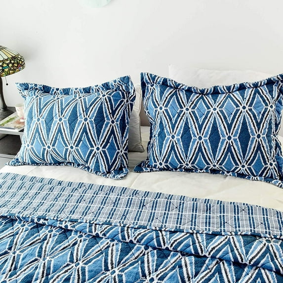 Kasentex Quilt Set Bedspread with Chic Geometric Diamond Pattern Design, Microfiber Soft and Warm Bedding with Shams Queen 3 Piece