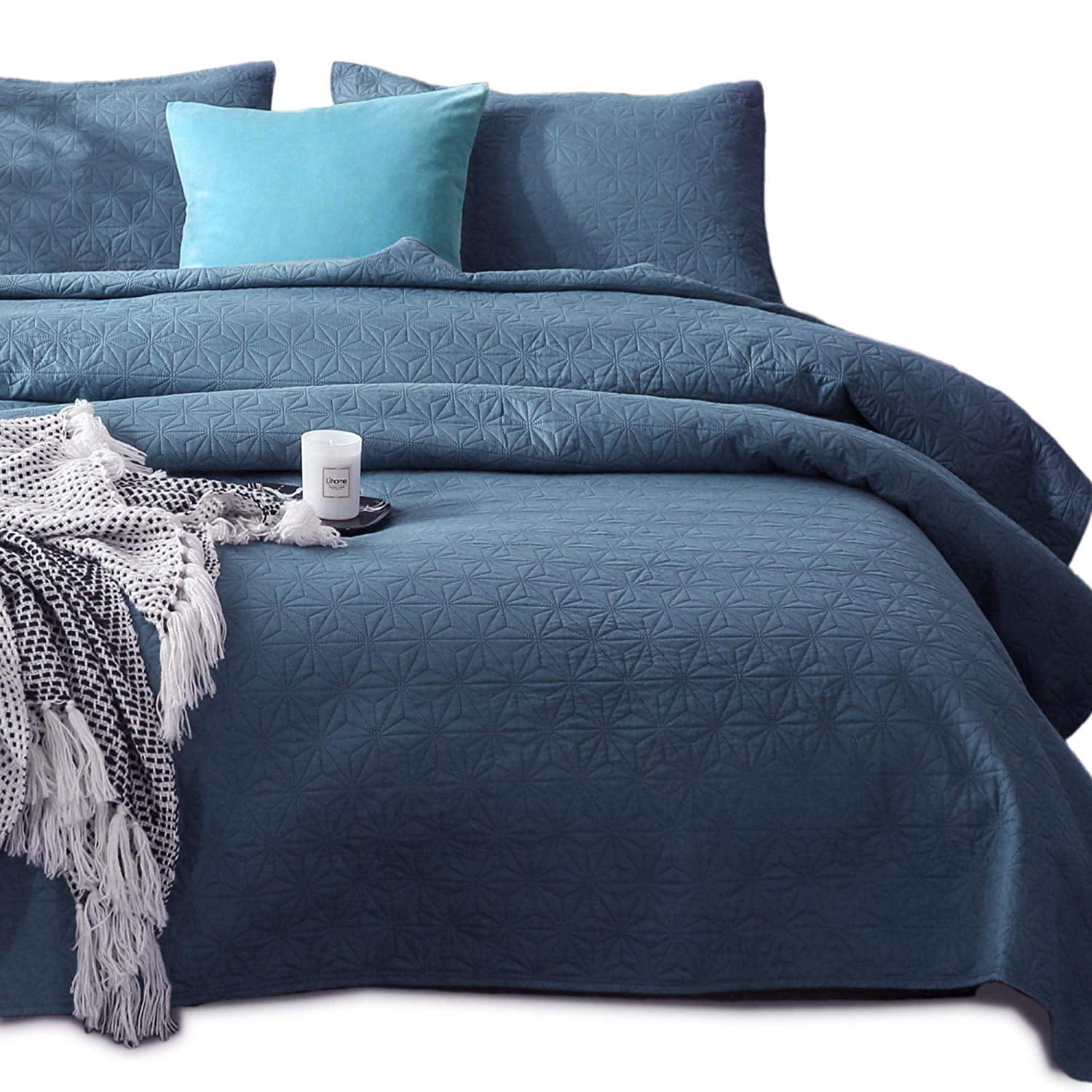 Kasentex Quilted Coverlet Set Pre-Washed Microfiber Soft Warm Bedspread
