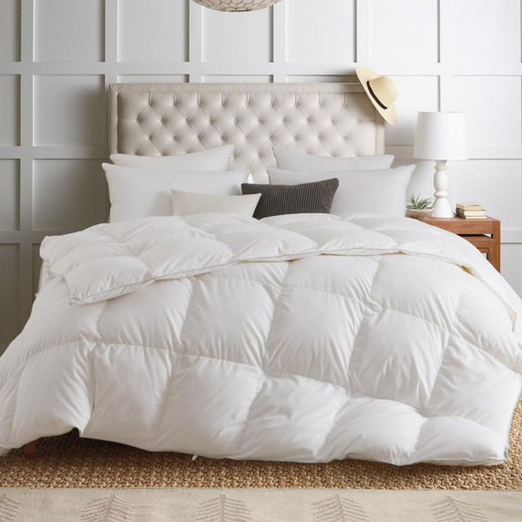 Kasentex Solid Print Microfiber Plush Fluffy, Lightweight, Washable Comforters, Queen, White