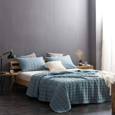 Kasentex  Quilt Set, Machine Washable, Ultra Soft, Lightweight, Stone-Washed Bedspread Dark Grey Twin